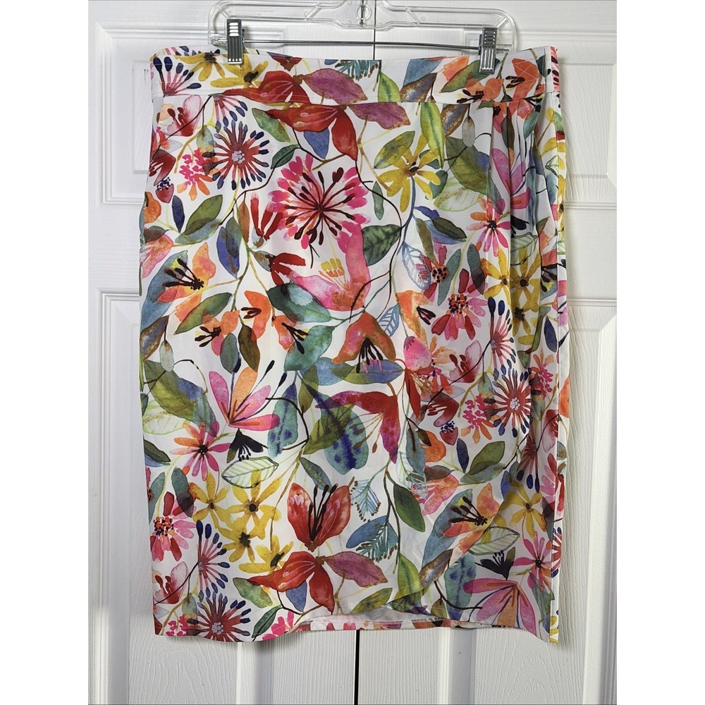 RipSkirt Hawaii Floral Wrap Skirt Womens Size XL Multi Tropical Beachy Stretch